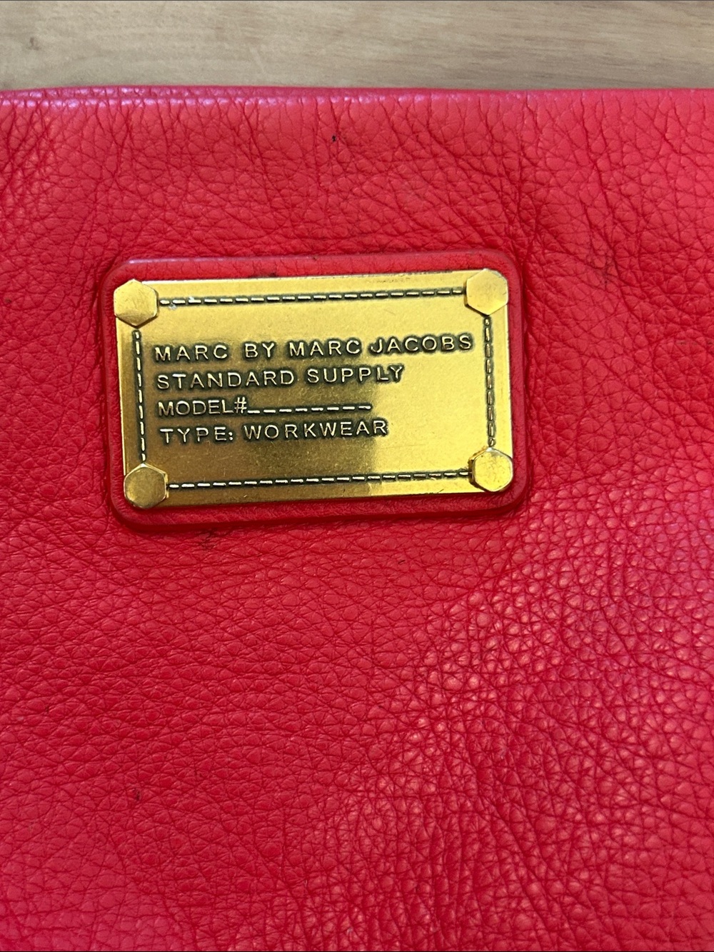 Marc by Marc Jacobs Red Leather Clutch with Gold Plaque